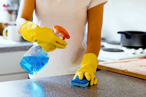 Finished carpet cleaning service with equipment nearby