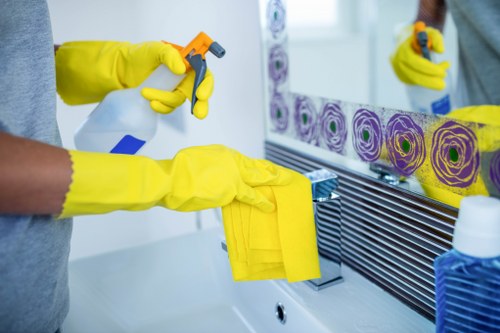 Professional carpet cleaner treating high-traffic carpet in Norbury